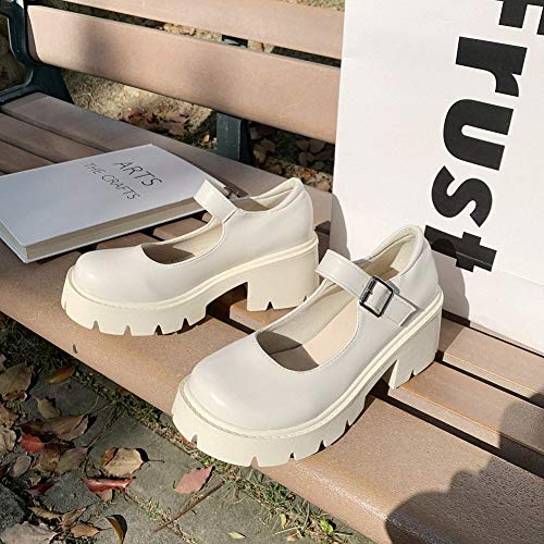 Image of Women's Platform Mary Janes Heart Cat Buckle Rivets Ankle Lolita Gothic Princess Platform Pumps Patent Leather Thorn Vintage Traditional Embroidery Upper Dress Shoes