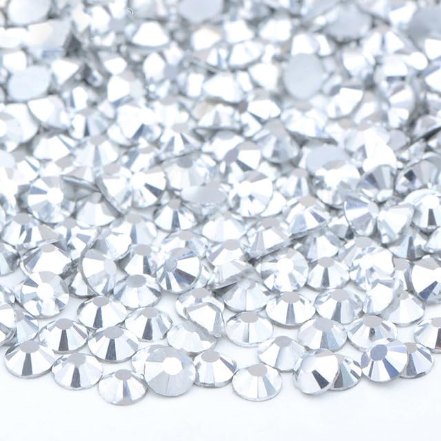 Wholesale 100 Bruto SS6 8 10 12 16 20 30 Cristal Rosa Violeta Parte trasera plana Cristal Rhinestone Bulk Pegamento en la decoración de uñas Piedra-02 Crystal AB, ss6 100gr 14400pcs 05 Plata ss30 20gr