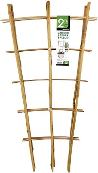 Natural Bamboo Trellis 24 Inches Tall, Mininfa Garden Ladder Trellis, Plant for Climbing Plants, Vegetables, Pots - 3 Pack