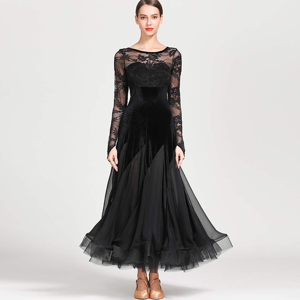 Tanzkleider Damen Standard Lange Ärmel Performance Kleider Moderne Walzer Training Tanzkleidung Tango Klei Ballroom Dress