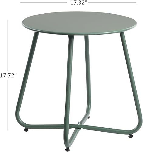 Miniatura 3 de HollyHOME - Mesa auxiliar redonda lateral para patio pequeña de metal para aperitivos