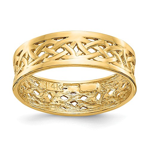 Solid 14k Yellow Gold Polished Celtic Knot Band Ring (6mm)