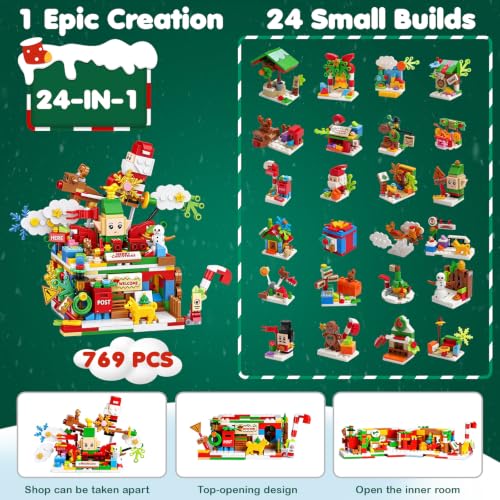 Advent Calendar 2026 Building Block Set Santa’s Workshop 24 Days of Surprise Figures Christmas Countdown Toy Gift for Kids Holiday Decorations - image 5