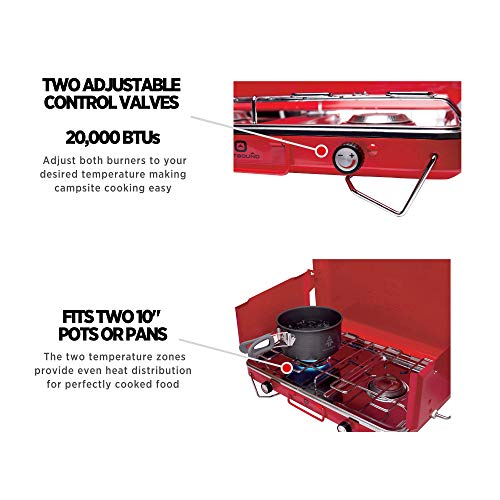 Outbound Gas Camping Stove | 2 Burner Propane Stove | 10,000 BTU's Per Burner