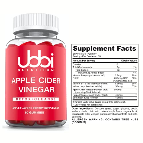 Ubbi Nutrition Apple Cider Vinegar Gummies with The Mother - Detox and Weight Loss Support, Vegetarian, Vitamin B6 & B12… - Image 5
