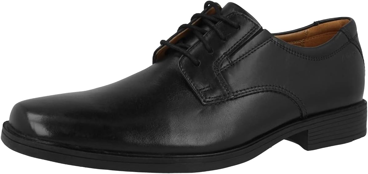 Clarks Tilden Plain Mens Oxford 39.5 EU Black Black Leather