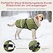Woiil Hundemantel Wintermantel, Hundejacke Wasserdicht für Grosse Hunde mit Verstellbaren Schultergurten, Warm Hundemantel aus Fleece, Reflektierende Streifen,Geeignet für Labrador Olivgrün, XL
