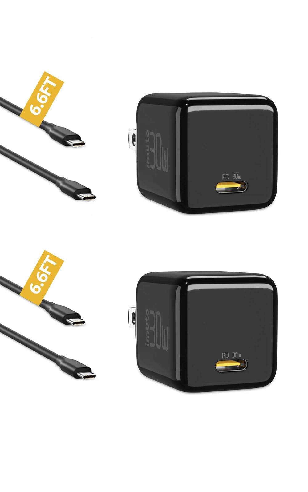 imuto 30W USB C Charger,2 Pack USB C Super Fast Charging Pixel Phone Charger GaN PD PPS for iPad Pro, iPhone 15,14, 13 Pro Max, Pixel, Galaxy S21 S22, MacBook Air & More