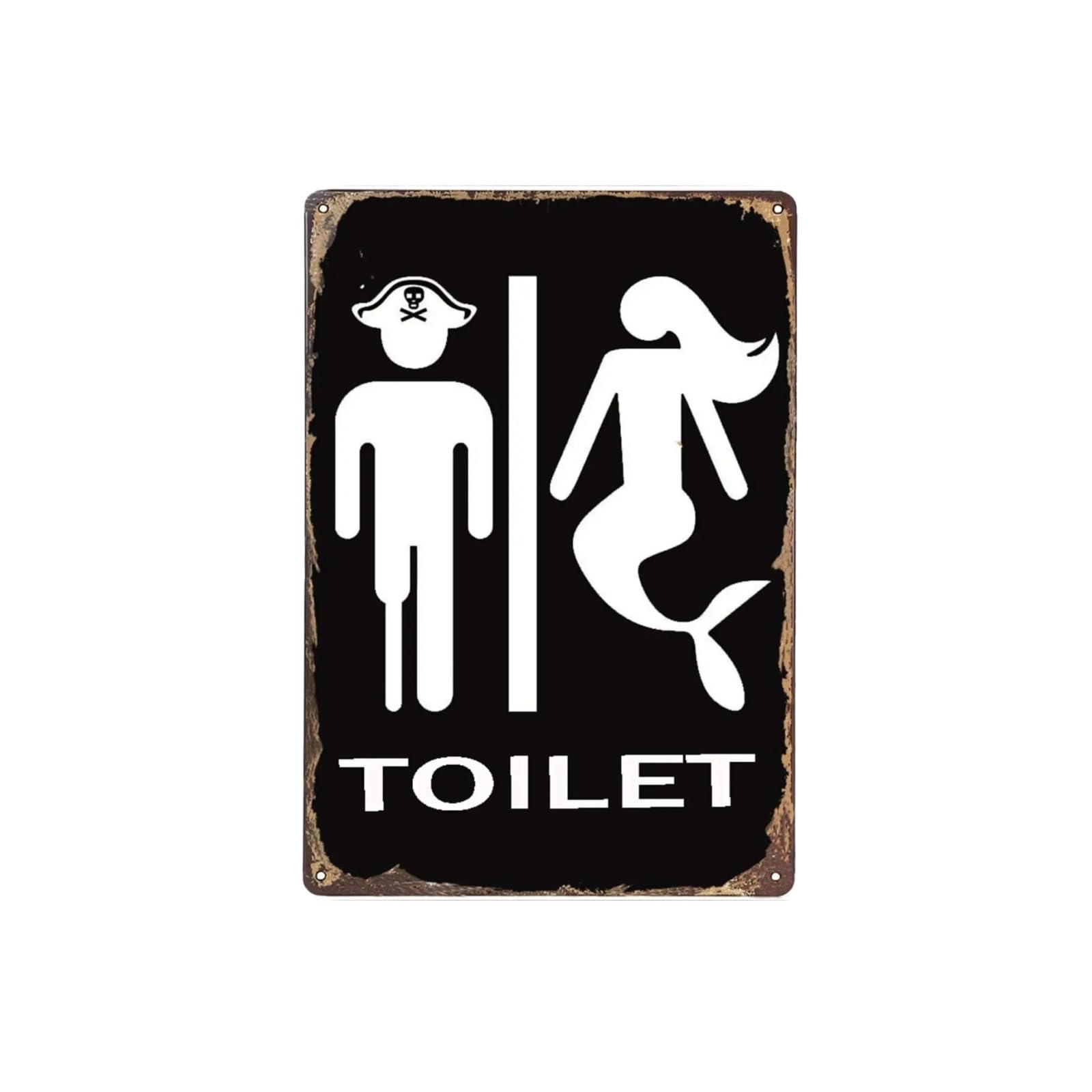 Toilet Sign Pirate And Mermaid Toilet Sign Retro Metal Tin Cn Classic Vintage Hanging Wall Art For Cafe Restaurant Home Decor(40x30.0cm)