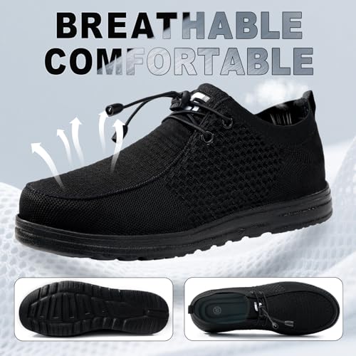 Image of Steel Toe Shoes for Men Lightweight Safety Work Shoes with Kevlar Puncture Resistant Midsole Comfortable Low Top Work Shoes for Warehouse Factory Light Construction