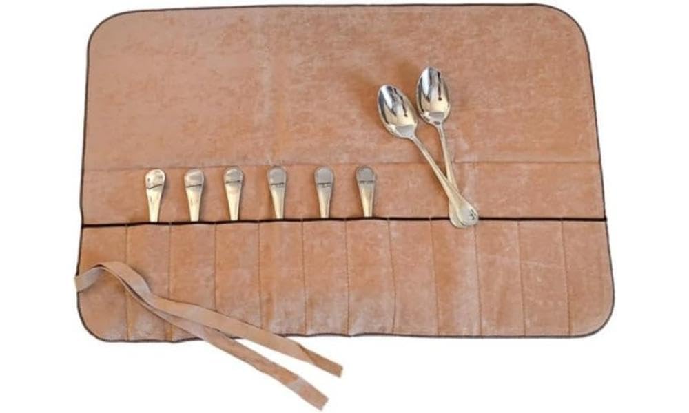 Hagerty Silver Guard Cutlery Roll funda para cubiertos de plata y plateados 59x40 cm I práctico portacubiertos con protección antideslustre para cucharas de frutas con 12 compartimentos