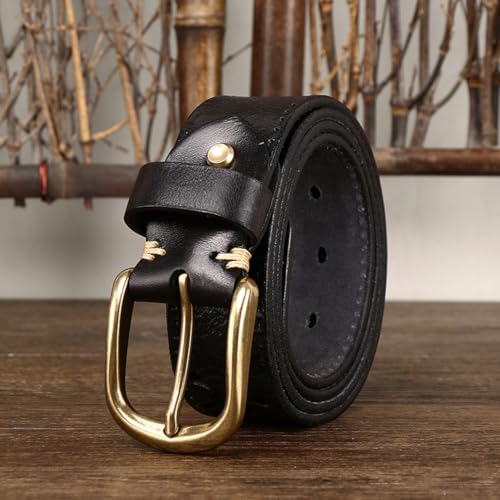 Men's Leather Stitching Belt for Casual Jeans and Workwear 1.5" Wide Hollow Flower Waist Strap Gift Box Packaging4