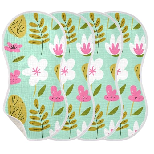 Floral Leaves Green Burp Cloths for Babies Burp Rag Cotton Spit Up Rag for Babies Girls Infants3