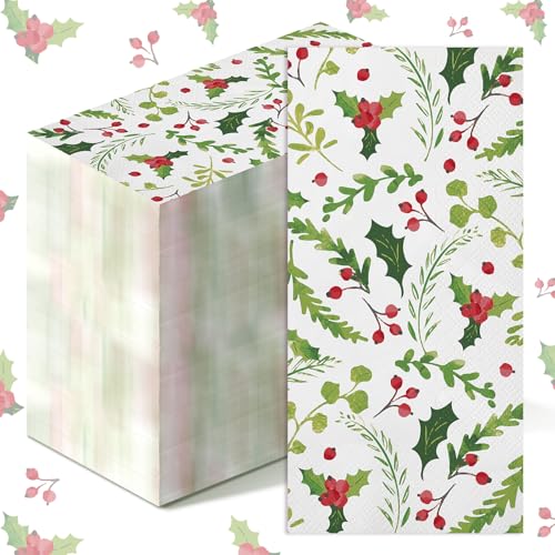 Serviettes en papier Noël pour salle de bain d'invités et repas de réveillon chaleureux