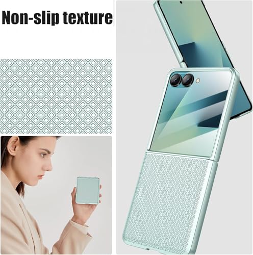 Image of Kapa Textured Grip Hinge Protection Back Cover for Samsung Galaxy Z Flip7 / Z Flip 7 | with [Inbuilt Glass] Full Body Shockproof Hard Back Case (Mint Green)