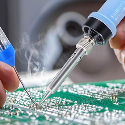 Electronics Soldering Iron Kit, 80W LCD Digital Soldering Gun with Adjustable Temperature Controlled and Fast Heating Ceramic Thermostatic Design, ON-Off Switch 20pcs Solder Kit and Welding Tool