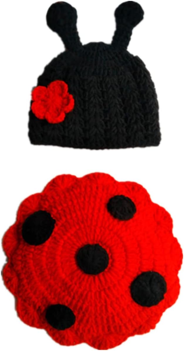 Polyester Photography Props | For New Born Baby Photoshoots | Baby Beetle Designer Props | 0-3 Months | 170.0mm L X 170.0mm W | Best Baby Shower Gift | Multicolor (Black & Red)