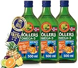 Moller’s ® | Aceite de hígado de bacalao | Complemento dietético con omega-3 EPA, DHA y vitaminas A, D y E | Sabor Tutti Frutti | 250 ml x 3