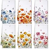 Geyoga 6 Pcs Fall Floral Kitchen Towels Flamingo Dish Hand Towels Sunflower Daisy Flower Wildflower Tea Cloths for Fall Autumn Kitchen Bathroom Decor,16 x 24 Inch(Colorful,Flower)