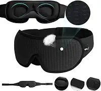 Máscara De Dormir 3D Acolchoada Tapa Olhos Bloqueia 100% A Luz Com Alça Ajustável Sono Profundo Rejuvenescedor Para Insônia Enxaqueca Viagens Na Cor Preta