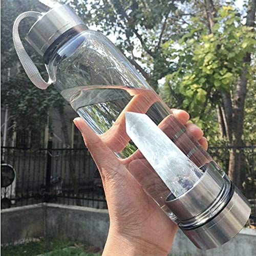 HINATAA Crystal Glass Bottle, Natural Quartz, 550ml, BPA-Free, Clear Crystal +Bottle, 550 ml - Image 2