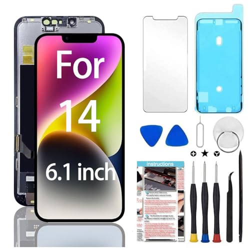 TSIOFO for iPhone 14 Screen Replacement 6.1 inch 3D Touch LCD Display Digitizer Assembly with Repair Tools Compatible with Model A2649 A2881 A2884 A2883 A2882