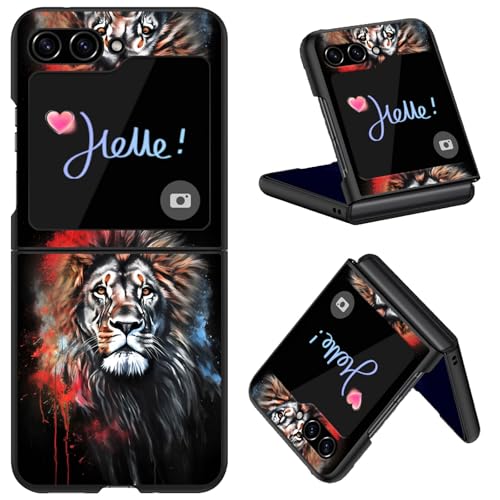 Qindaiwen for Samsung Galaxy Z Flip 6 Case, Hard PC Shell Ultra Thin Slim Durable Protective Phone Case Cover for Samsung Galaxy Z Flip 6 5G, Colorful Lion