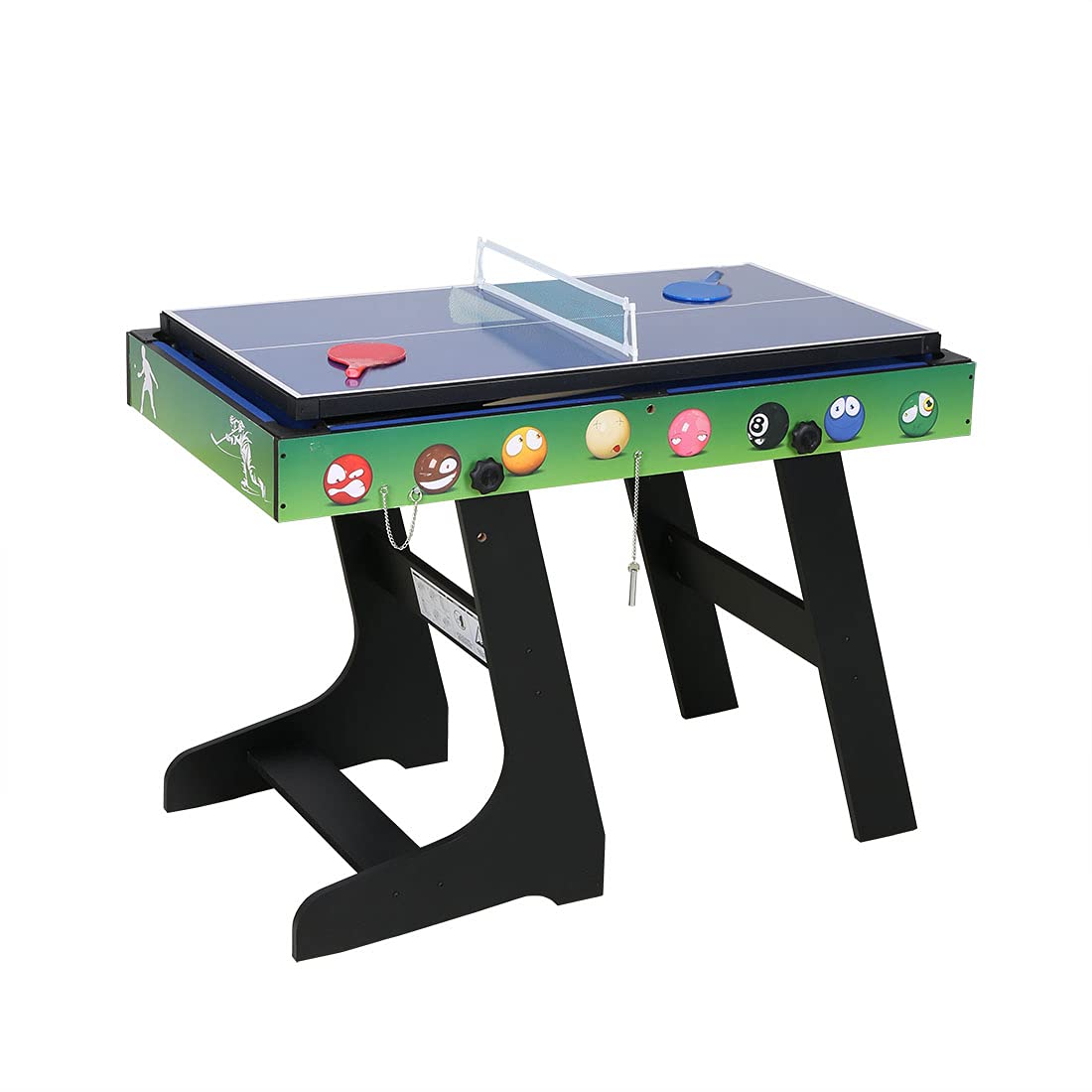 hj Table Multi Jeux 4 en 1 Pliante-Billard/Babyfoot/Hockey/Tennis de Table (gn02)