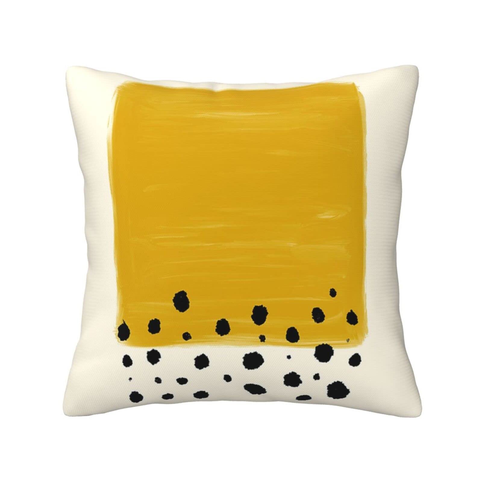 Esasam Black Mustard Yellow And Print Stylish Throw Pillow - Double-Sided Printed Design, 100% Polyester Material