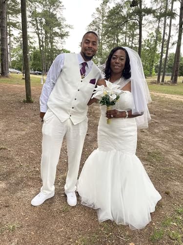 Men's Linen Suit 2 Piece Casual Summer Wedding Groomsmen Slim Fit Vest Pant Shirt Tuxedos Summer Beach Prom3