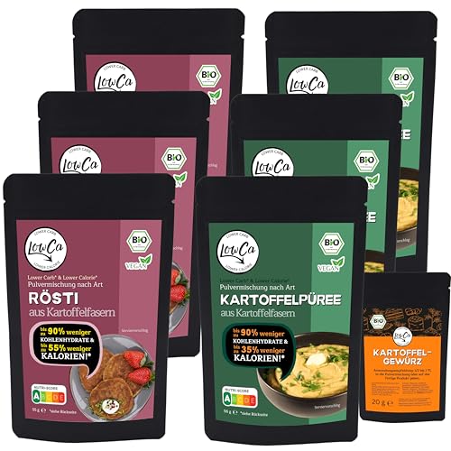 LOWER CARB KARTOFFELPRODUKTE KOMBI-SETS | stark kohlenhydratreduziert | kalorienreduziert | protein- und ballaststoffreich | bio (3x RÖSTI + 3x PÜREE)