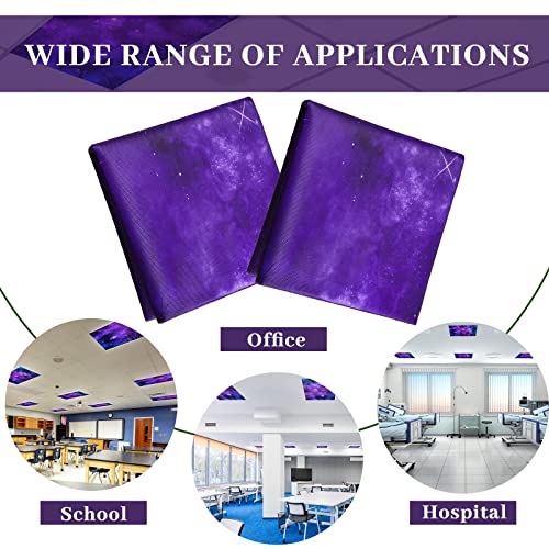 Image of Hortsun 4 Pack 4 x 2 Feet Fluorescent Light Covers, Magnetic Light Filters for Classroom Ceiling, Decorative Lights Shade for Office Home Hospital(Forest Galaxy)