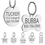 Providence Engraving Custom Engraved Stainless Steel Pet ID Tags - Personalized Front and Back Identification, for Large or Small Cats and Dogs, Bone, Regular