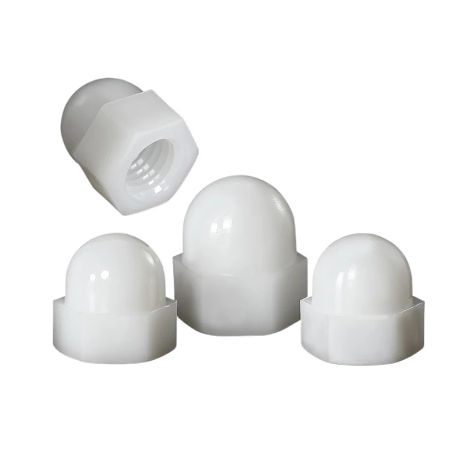 Tuerca ciega de goma de nailon de plástico blanco, tuerca ciega decorativa, M3, M4, M5, M6, M8, M10, M12-M20, tuerca ciega hexagonal.(M10-5PCS)
