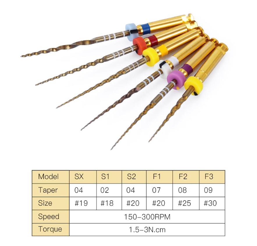 Image of M-Taper NiTi Engine Large Tapered Rotary Files 21mm Yellow Pack of 6 (Size=M1-F1)