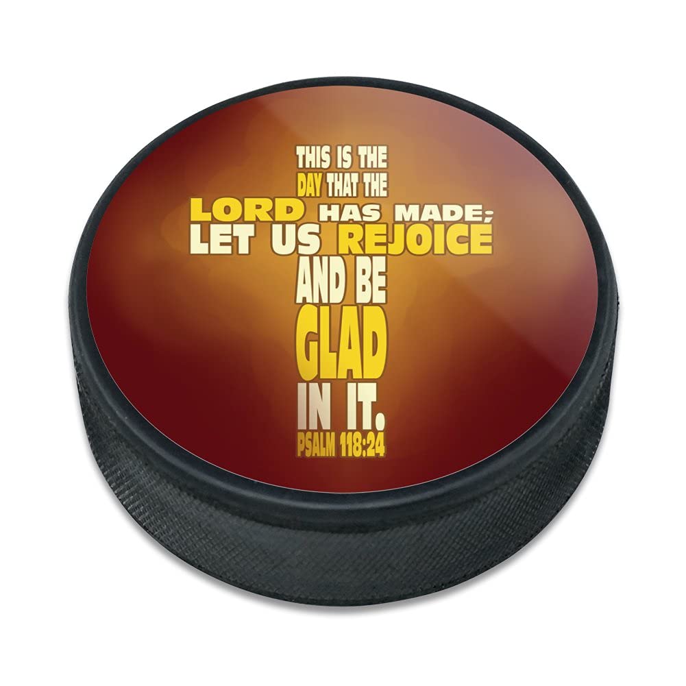 GRAPHICS & MORE This is Day Lord Made Bible Cross Psalm Ice Hockey Puck