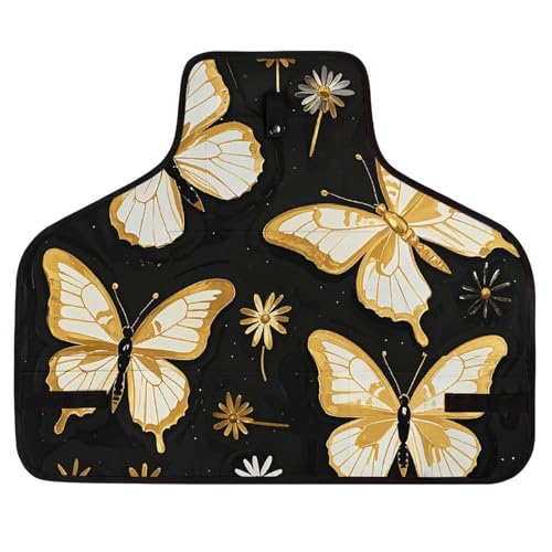 Delantal de trabajo negro con mariposas y bolsillos miniatura 1