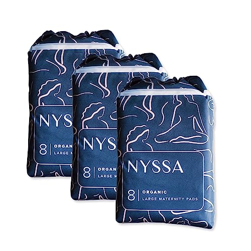 Image of Nyssa Postpartum Pads – Ultra-Absorbent Organic Cotton, 16” Long, Extra-Wide | 32× More Absorbent | Gentle for Sensitive Skin (3 Pack, 24 Pads Total)