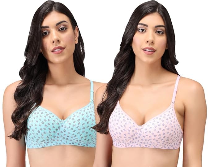 Women's Padded Non-Wired Seamless T-Shirt Bra Cotton Rich Printed Lingerie for Women & Girls-image-6