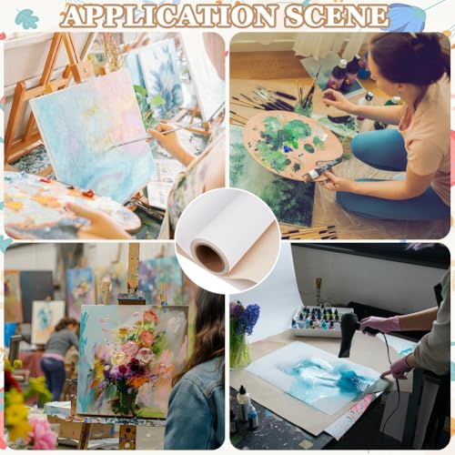Miniatura 5 de Gorgecraft Rollo De Lienzo De Lino De 5 M 28cm De Ancho Tela Blanca Imprimación A Mano Textura Media Pintura Al Óleo Y Acrílica. Ideal Para Artistas Para Pintar Para Manualidades Para Decorar Fondos.
