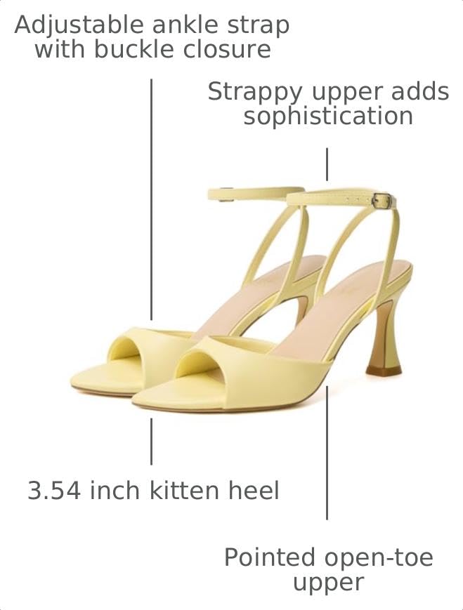 Image of Susanny High Heels for Women Pointed Open Toe Strappy Chunky Block Heels Ankle Strap Stiletto Kitten Heeled Sandals Wedding Bridal Party Prom Sexy Dress Shoes