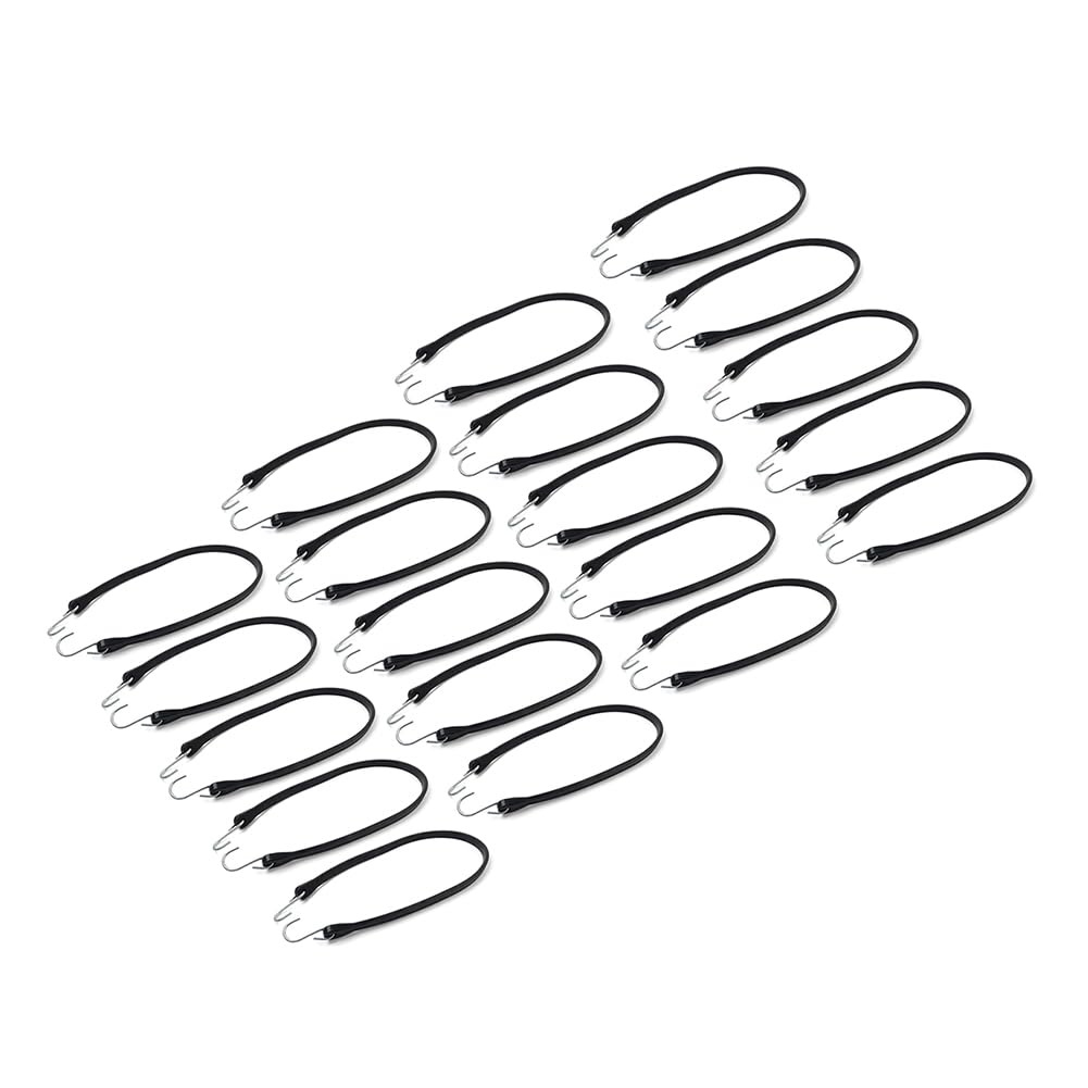 C2Z24776 Correas de lona de goma Correas de amarre resistentes para exteriores Cuerdas elásticas con ganchos 31" Caucho negro Para embarcaciones universales Kayaks SUV 20 piezas