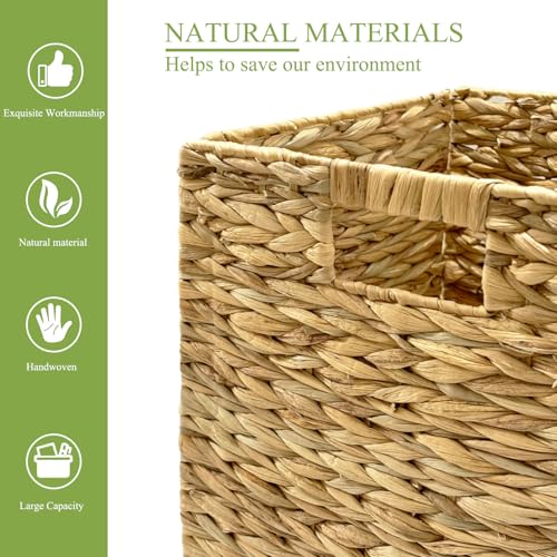 4Stück kallax einsatz Wasserhyazinthe körbe aufbewahrung für Regale, faltbar kallax boxen, geflochten Aufbewahrungskorb Wäschekorb für Regale gewebte Behälter für Badezimmer (30cm*30cm*30cm)