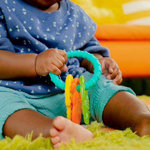 Image of Bright Starts Tropical Chews Silicone Teething Ring - BPA-Free Monkey, Leaf, Banana - Unisex, 3 Months +