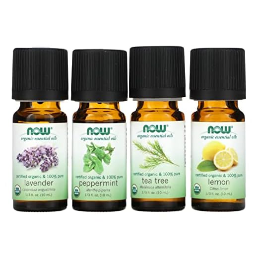 Agora, óleos essenciais, que sejam kit organicamente, 4x10ml, incluindo: lavanda, tea árvore, hortelã -pimenta e óleos essenciais de limão com tampas resistentes à criança, 0,34 fl oz (pacote de 4), (7423)
