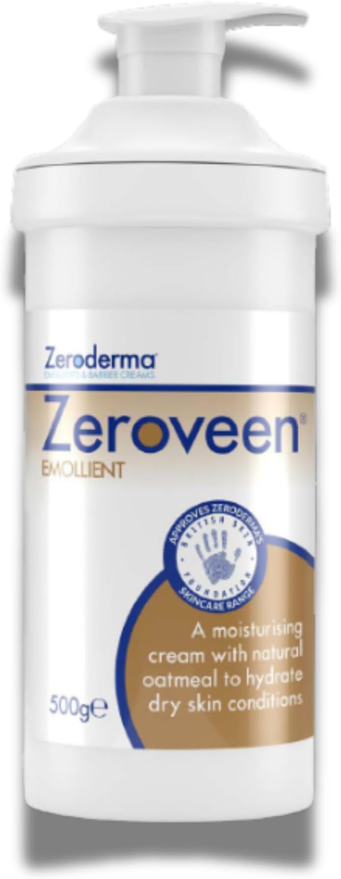Zeroderma Zeroveen Emollient Cream, 2-in-1 Moisturiser & Soap Substitute, with Natural Oatmeal, Hydration for Dry Skin such as Eczema & other Dry Skin Conditions. 500g