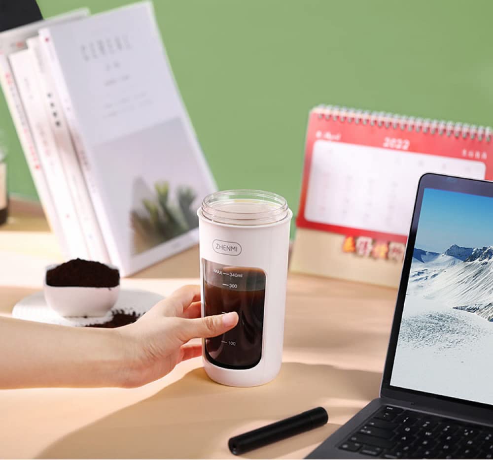 Spremiagrumi Portatile, Frullatore Portatile a 8 Lame, Attrezzatura da Campeggio Bicchiere per Frullatore Multifunzione Domestico, Mini Frullatore per Frappè e Frullati, Bianco