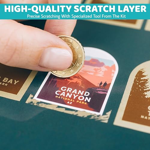 Enno Vatti US National Parks Scratch Off Poster - Map of 63 National Parks of the United States - Travel Bucket List - Gift for Travelers - Road Trip Adventure Checklist - Pop Chart - 16' x 20'