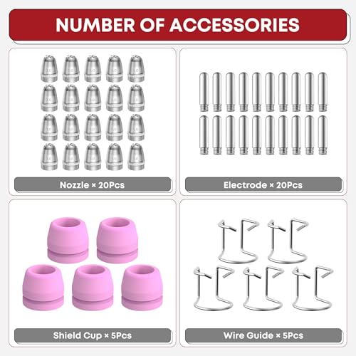 Image of SILATU 50Pcs AG60P Plasma Cutter Torch Consumables, .040'' SG-55 AG-60 WSD-60 Plasma Cutter Tips for SILATU STC750P, STC650P, STC550P, CUT-55 and CUT-50 Plasma Cutter