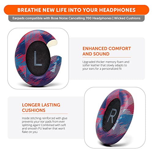 Image of WC Wicked Cushions Thick Premium Replacement Earpads for Bose 700 Noise Cancelling Headphones (NC700) - Speed Racer